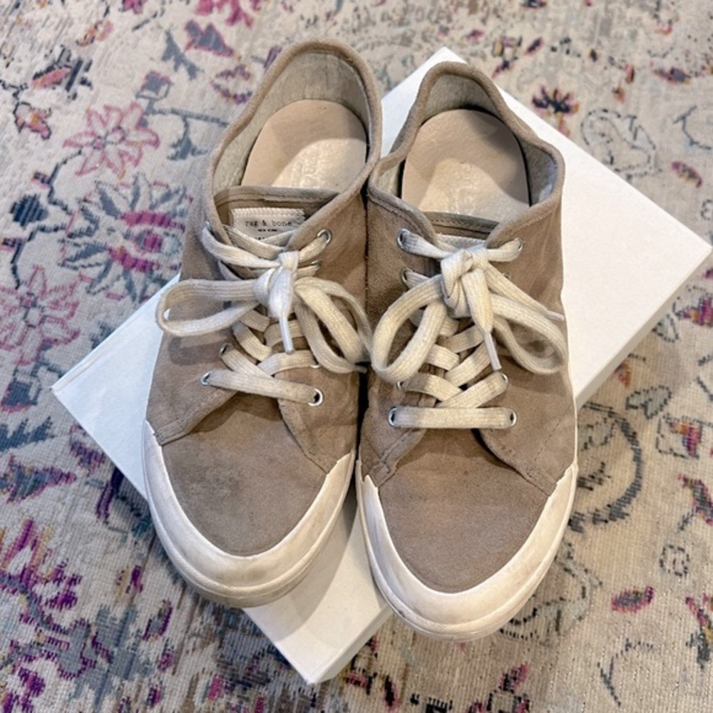 Rag & Bone Standard Issue Lace Up Sneakers Stone Suede size 40EU / 10US